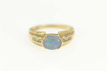 Load image into Gallery viewer, 10K Oval Sim. Opal Diamond Accent Classic Ring Size 7 Yellow Gold