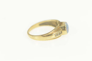 10K Oval Sim. Opal Diamond Accent Classic Ring Size 7 Yellow Gold