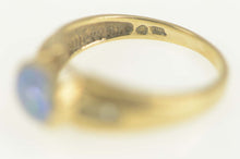 Load image into Gallery viewer, 10K Oval Sim. Opal Diamond Accent Classic Ring Size 7 Yellow Gold