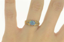Load image into Gallery viewer, 10K Oval Sim. Opal Diamond Accent Classic Ring Size 7 Yellow Gold