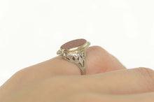 Load image into Gallery viewer, 10K Goldstone Inset Art Deco Filigree Ornate Ring Size 3.5 White Gold