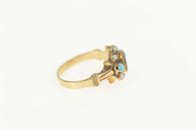 Load image into Gallery viewer, 14K Victorian Turquoise Pearl Engagement Setting Ring Size 4.25 Yellow Gold