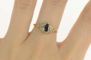 14K Natural Sapphire Cluster Halo Engagement Ring Size 8.5 Yellow Gold