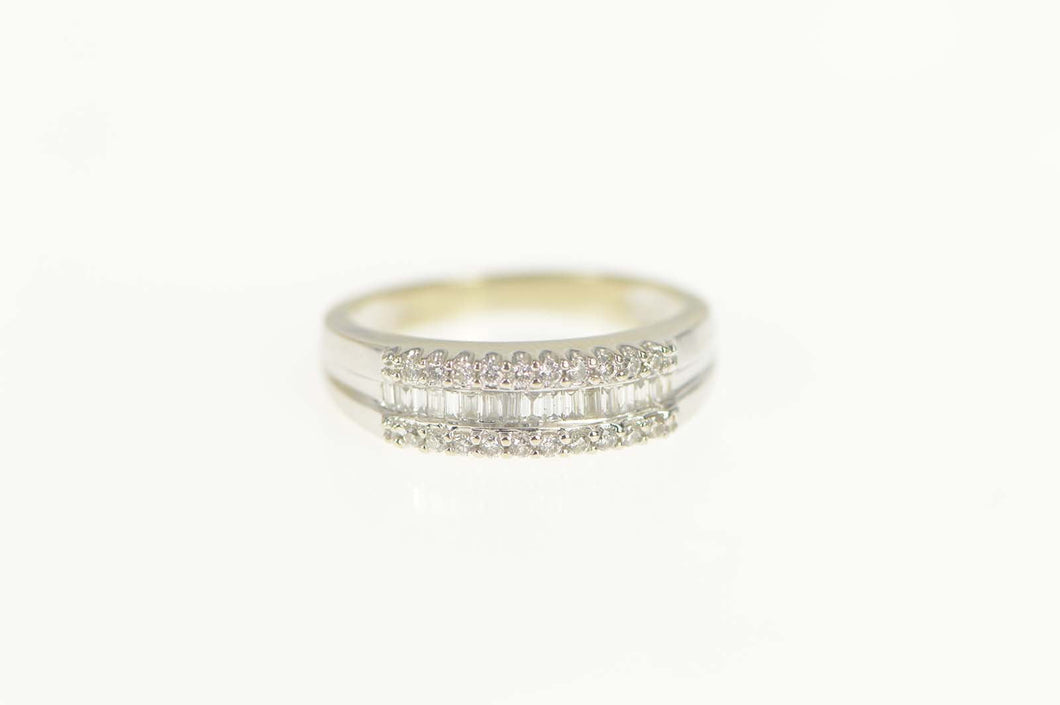 14K 0.45 Ctw Baguette Diamond Wedding Band Ring Size 6.25 White Gold