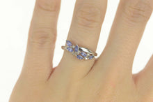 Load image into Gallery viewer, 10K Marquise Tanzanite Diamond Wavy Ring Size 7 White Gold