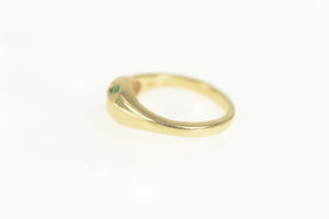 14K Natural Emerald Diamond Striped Retro Ring Size 5 Yellow Gold