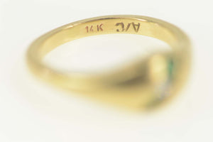 14K Natural Emerald Diamond Striped Retro Ring Size 5 Yellow Gold
