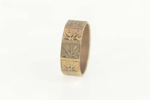 8K Victorian Etched Sun Burst Pattern Ornate Ring Size 9 Yellow Gold
