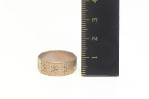 8K Victorian Etched Sun Burst Pattern Ornate Ring Size 9 Yellow Gold