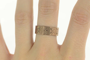 8K Victorian Etched Sun Burst Pattern Ornate Ring Size 9 Yellow Gold