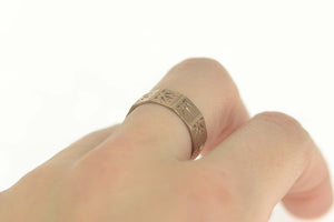 8K Victorian Etched Sun Burst Pattern Ornate Ring Size 9 Yellow Gold