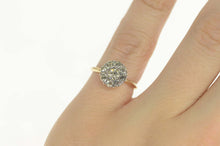 Load image into Gallery viewer, 8K Art Deco Ornate Halo Travel Engagement Ring Size 4.5 Yellow Gold