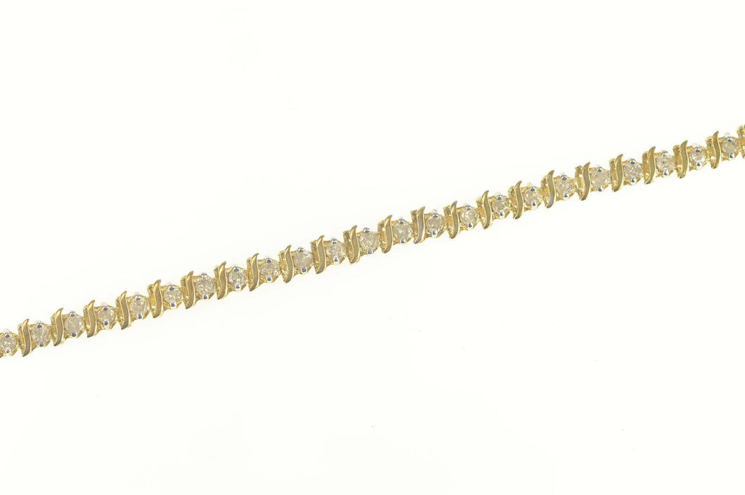 10K 2.75 Ctw Classic Diamond Wavy Link Tennis Bracelet 7.5