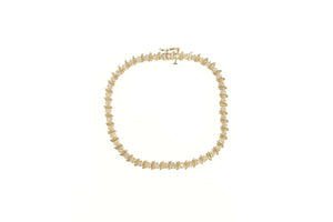 10K 2.75 Ctw Classic Diamond Wavy Link Tennis Bracelet 7.5" Yellow Gold