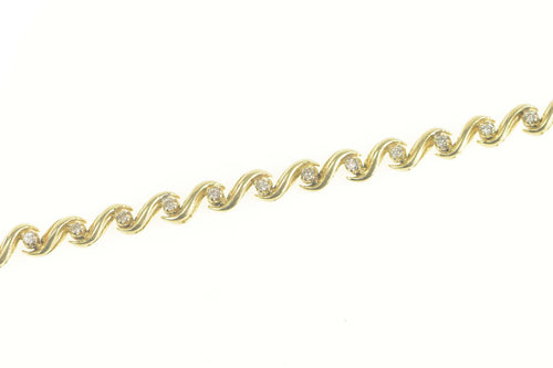 14K 0.50 Ctw Diamond Classic Wave Link Tennis Bracelet 7