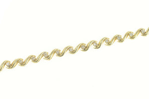 14K 0.50 Ctw Diamond Classic Wave Link Tennis Bracelet 7" Yellow Gold