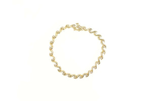 14K 0.50 Ctw Diamond Classic Wave Link Tennis Bracelet 7" Yellow Gold