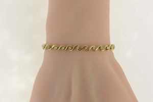 14K 0.50 Ctw Diamond Classic Wave Link Tennis Bracelet 7" Yellow Gold