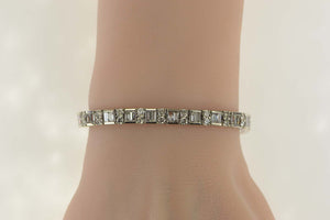 14K 10.00 Ctw Baguette Diamond Statement Tennis Bracelet 6.75" Yellow Gold