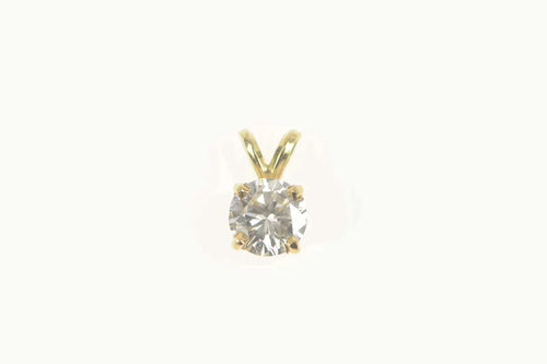 14K 0.84 Ct Solitaire Round Brilliant Diamond Pendant Yellow Gold