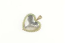 Load image into Gallery viewer, 10K 3.00 Ctw Pave Diamond Emerald Halo Heart Pendant Yellow Gold