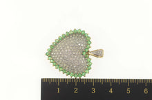 Load image into Gallery viewer, 10K 3.00 Ctw Pave Diamond Emerald Halo Heart Pendant Yellow Gold