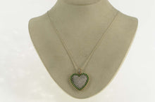 Load image into Gallery viewer, 10K 3.00 Ctw Pave Diamond Emerald Halo Heart Pendant Yellow Gold