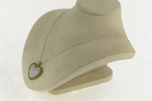 10K 3.00 Ctw Pave Diamond Emerald Halo Heart Pendant Yellow Gold