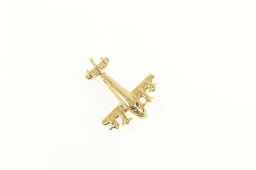 14K 3D Articulated Opening Plane With Passengers Charm/Pendant Yellow Gold