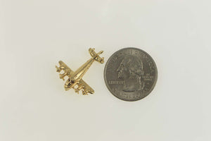 14K 3D Articulated Opening Plane With Passengers Charm/Pendant Yellow Gold