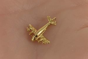 14K 3D Articulated Opening Plane With Passengers Charm/Pendant Yellow Gold