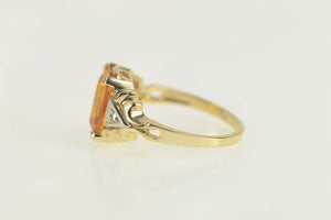 10K Emerald Cut Synthetic Citrine Diamond Ring Size 7 Yellow Gold