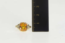 Load image into Gallery viewer, 10K Emerald Cut Synthetic Citrine Diamond Ring Size 7 Yellow Gold