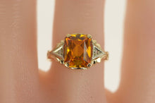 Load image into Gallery viewer, 10K Emerald Cut Synthetic Citrine Diamond Ring Size 7 Yellow Gold