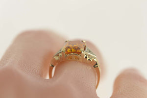 10K Emerald Cut Synthetic Citrine Diamond Ring Size 7 Yellow Gold