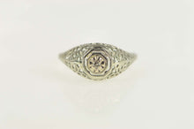 Load image into Gallery viewer, 14K Art Deco Ornate Filigree Promise Engagement Ring Size 6 White Gold