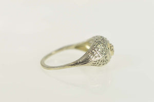 14K Art Deco Ornate Filigree Promise Engagement Ring Size 6 White Gold