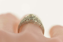 Load image into Gallery viewer, 14K Art Deco Ornate Filigree Promise Engagement Ring Size 6 White Gold