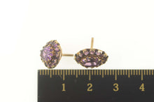 Load image into Gallery viewer, 14K Victorian Oval Amethyst Halo Screw Back Earrings Yellow Gold