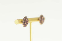 Load image into Gallery viewer, 14K Victorian Oval Amethyst Halo Screw Back Earrings Yellow Gold