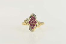 Load image into Gallery viewer, 14K Natural Ruby Cluster Diamond Accent Bypass Ring Size 7 Yellow Gold