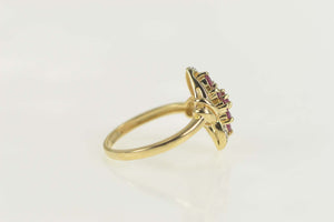 14K Natural Ruby Cluster Diamond Accent Bypass Ring Size 7 Yellow Gold