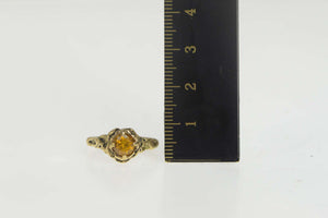 10K 1940's Floral Syn. Citrine Promise Rose Ring Size 6.75 Yellow Gold