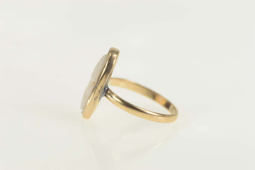 10K Victorian Carved Shell Cameo Classic Ring Size 4.25 Yellow Gold
