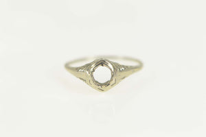 14K Art Deco 4.2mm Filigree Engagement Setting Ring Size 4.75 White Gold