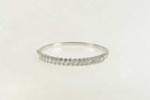 Load image into Gallery viewer, Sterling Silver Baguette &amp; Round Cubic Zirconia Bangle Bracelet 7&quot;