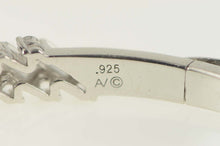 Load image into Gallery viewer, Sterling Silver Baguette &amp; Round Cubic Zirconia Bangle Bracelet 7&quot;