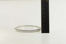 Load image into Gallery viewer, Sterling Silver Baguette &amp; Round Cubic Zirconia Bangle Bracelet 7&quot;