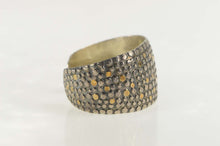 Load image into Gallery viewer, Sterling Silver Two Tone Dotted Pattern Geometric Cuff Bracelet 7&quot;