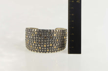Load image into Gallery viewer, Sterling Silver Two Tone Dotted Pattern Geometric Cuff Bracelet 7&quot;